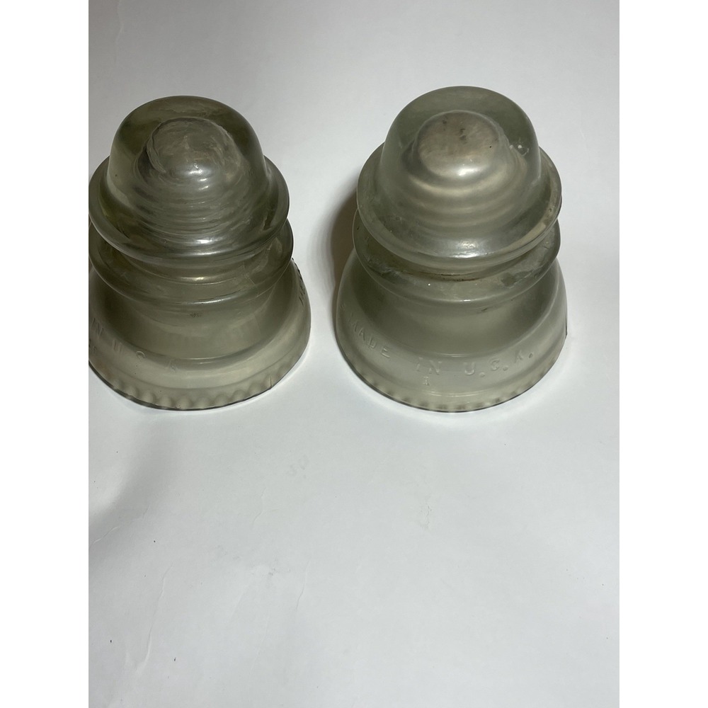 2 Vintage Hemingray 42 Clear Glass Electric Telegraph Pole Insulator 4"